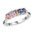 Multi Sapphire and Diamond 1.00 ctw Ring in Rhodium Over Sterling Silver (Size  10.0) - Sticky add to cart bar
