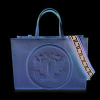 Global Generations Borsa Black Vegan Leather Tote with Shoulder Strap (15"x12"x5.5")