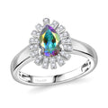 Mercury Mystic Topaz ,  White Zircon  Main Stone With Side Stone Ring in Platinum Overlay Sterling Silver 1.32 ctw - Sticky add to cart bar