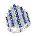 Simulated White and Blue Diamond 3.30 ctw Adjustable Ring in Silvertone - Sticky add to cart bar
