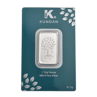 Kundan 999.9 Fine Silver One Troy Ounce Bullion Tree of Life Bar 31.10 Grams