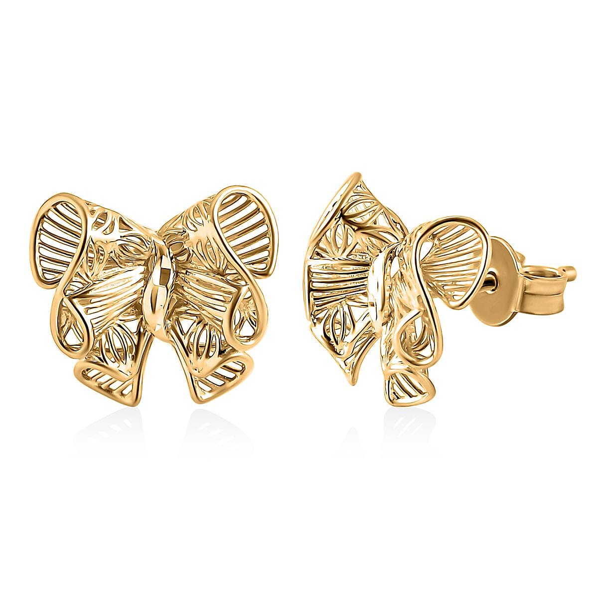 10K Yellow Gold Bow Stud Earrings 1.28 Grams
