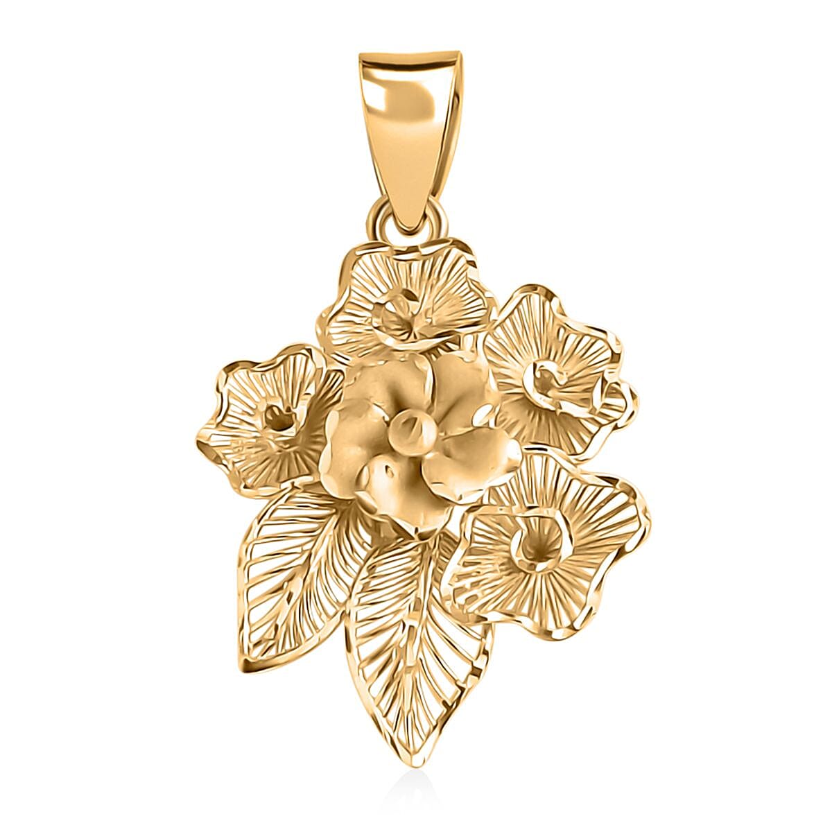 10K Yellow Gold Floral Pendant without Chain 1.38 Grams