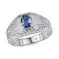 Premium Ceylon Blue Sapphire 1.00 ctw Mens Ring in 10K White Gold (Size 10.0) - Sticky add to cart bar