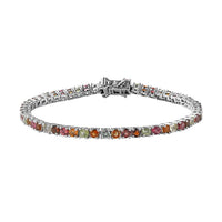 Multi-Tourmaline 5.75 ctw Tennis Bracelet in Platinum Over Sterling Silve (8.00 In)