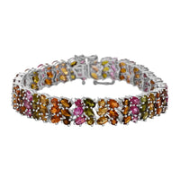 Multi-Tourmaline Bracelet in Platinum Over Sterling Silver (8.00 In) 30.00 ctw