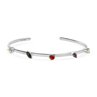 D'Joy Multi Mystic Topaz 3.20 ctw Cuff Bracelet in Platinum Over Sterling Silver (7.25 In)