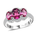 Luxuriant Lab Grown Premium Bixbite and White Zircon 2.65 ctw Ring in Rhodium Over Sterling Silver (Size 10.0) - Sticky add to cart bar