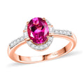 Luxuriant Lab Grown Premium Bixbite and White Zircon 1.50 ctw Ring in 18K Vermeil Rose Gold Over Sterling Silver (Size 10.0) - Sticky add to cart bar
