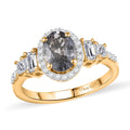 D'Joy AAA Platinum Spinel and Moissanite 2.25 ctw Halo Ring in 18K Vermeil Yellow Gold Over Sterling Silver (Size 10.0) - Sticky add to cart bar