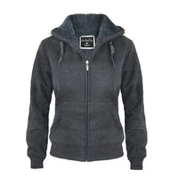 Hanton Dark Grey Sherpa Lined Zip Front Hoodie - S