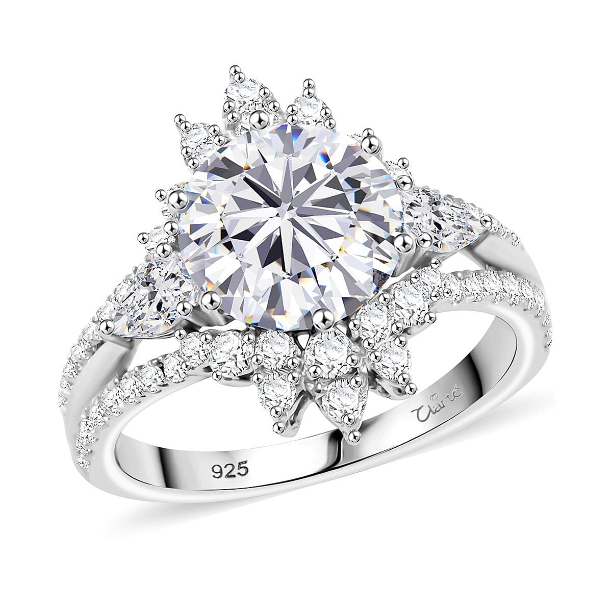 Clarte Eternal Collection Moissanite Ring in Sterling Silver (Size 10.0) 3.50 ctw