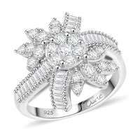Clarte Snowflake Collection Moissanite Ring in Sterling Silver (Size 10.0) 1.40 ctw