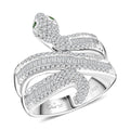 Clarte Serpent Collection Moissanite, Emerald Ring in Sterling Silver (Size 10.0) 1.10 ctw - Sticky add to cart bar