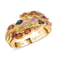 Clarte Serenity Collection Multi Sapphire Ring in 14K YG Over Sterling Silver (Size 10.0) 1.70 ctw