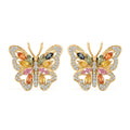 Multi Sapphire, Black and White Moissantie 1.85 ctw Earrings in 14K Yellow Gold Over Sterling Silver - Sticky add to cart bar