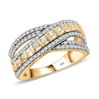 14K Yellow Gold Natural Yellow and White Diamond Ring