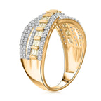 14K Yellow Gold Natural Yellow and White Diamond Ring