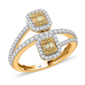 14K Yellow Gold Natural Yellow and White Diamond Ring (Size 10.0) 0.75 ctw - Sticky add to cart bar
