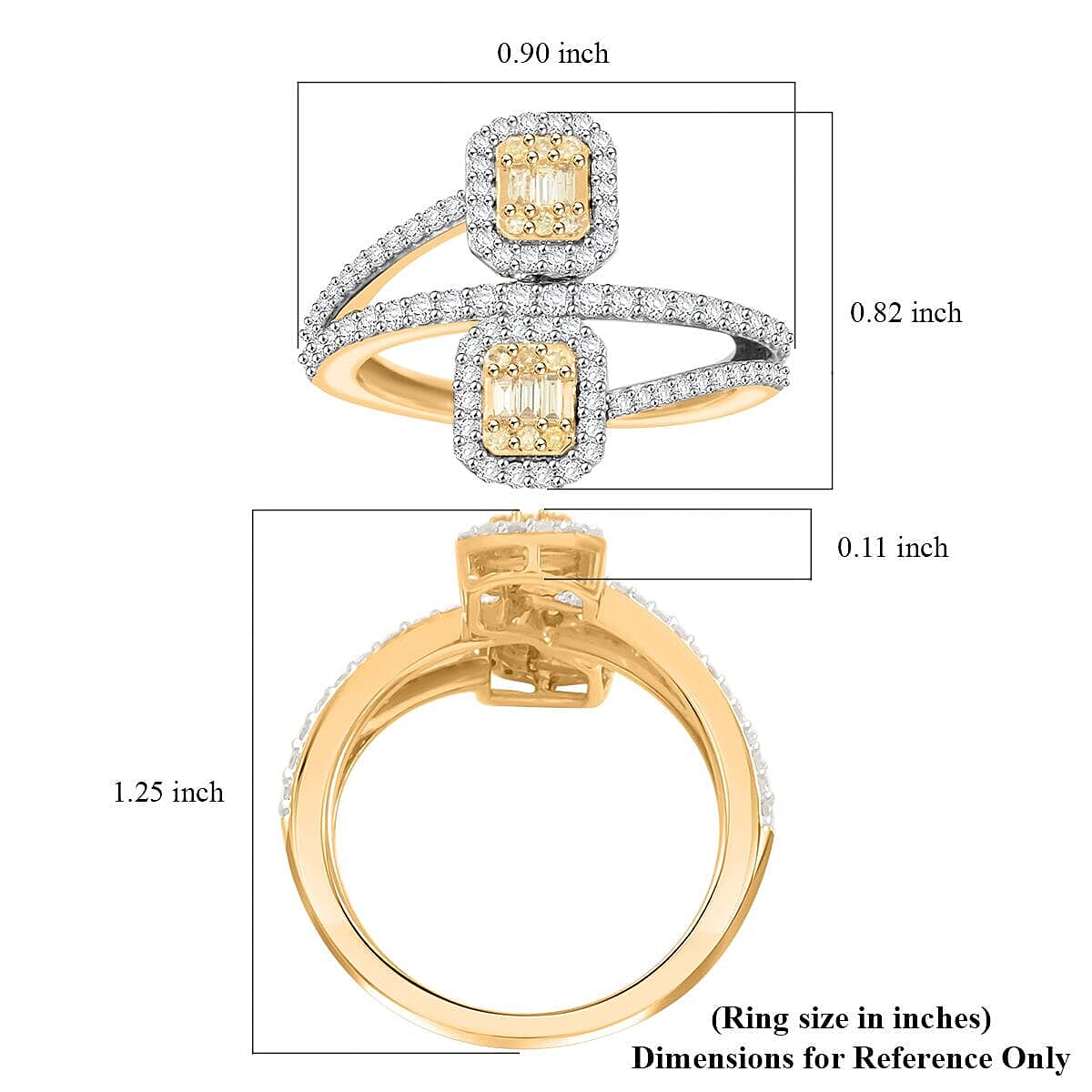 14K Yellow Gold Natural Yellow and White Diamond Ring (Size 10.0) 0.75 ctw (5)