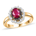 Premium Mozambique Ruby, Natural Champagne and White Diamond (0.25 cts) Ring in 18K Vermeil YG Over Sterling Silver (Size 7.0) 1.80 ctw - Sticky add to cart bar
