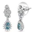 D'Joy Cambodian Blue Zircon and Multi Gemstone 1.90 ctw Celestial Earrings in Rhodium Over Sterling Silver - Sticky add to cart bar