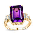 AAA Lusaka Amethyst, Moissanite Ring in 18K Vermeil YG Over Sterling Silver (Size 10.0) 7.40 ctw - Sticky add to cart bar