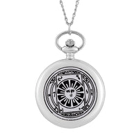 Strada Japanese Movement 3D Talisman For Invisibility Amulet Black Pullet Pattern Pocket Watch with Chain in Silvertone (36 Inches)