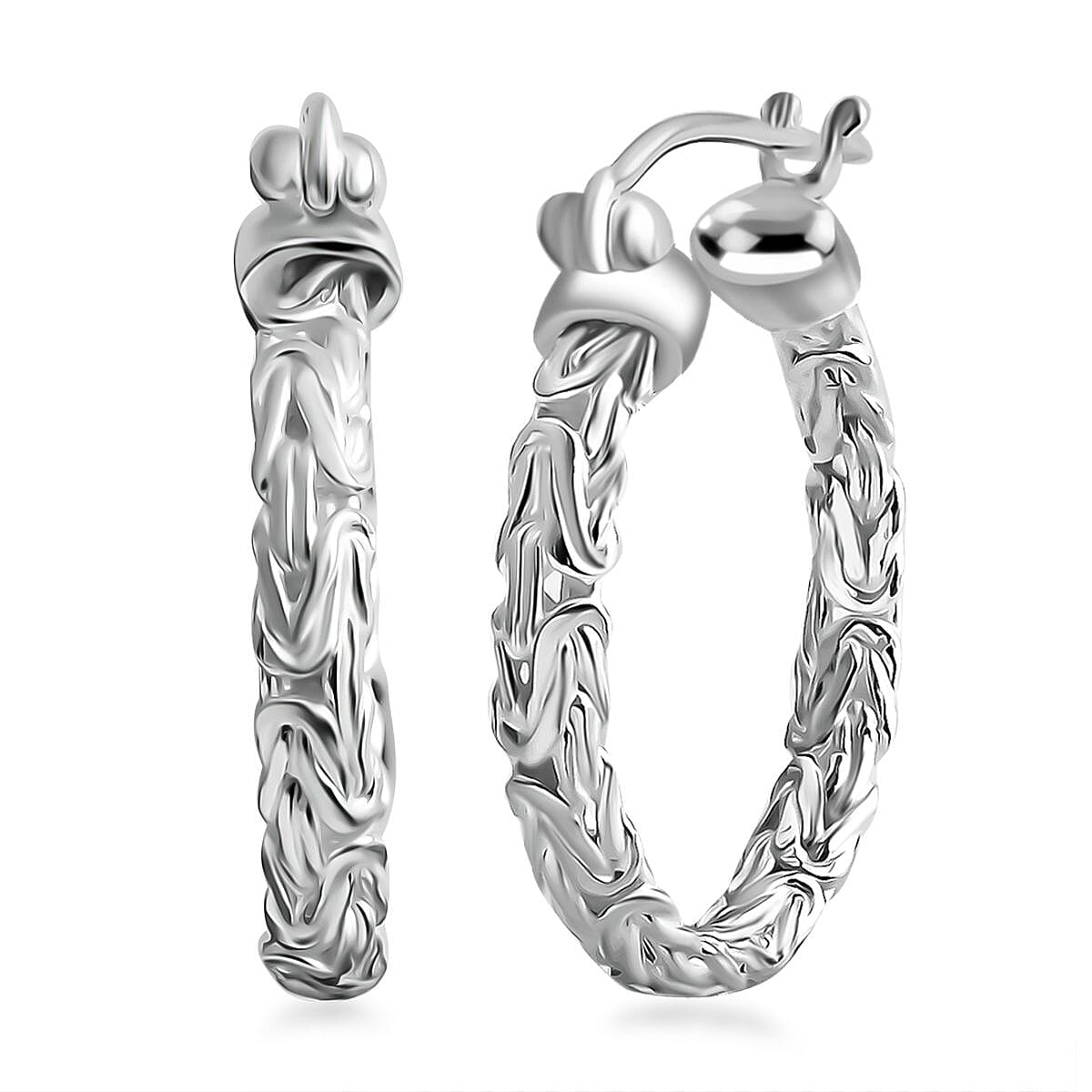 Bali Legacy Byzantine Hoop Earrings in Sterling Silver 7.20 Grams