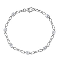 D'Joy Moissanite 1.70 ctw Chain Bracelet in Rhodium Over Sterling Silver (7.25 In)