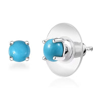 D'Joy Sleeping Beauty Turquoise 1.10 ctw Solitaire Stud Earrings in Rhodium Over Sterling Silver
