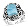 Artisan Crafted Larimar 8.15 ctw Solitaire Ring in Sterling Silver (Size 7.0) - Sticky add to cart bar
