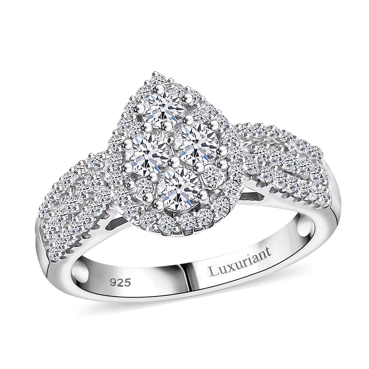 Luxuriant Lab Grown Diamond G-H SI 1.00 ctw Fancy Ring in Rhodium Over Sterling Silver (Size 10.0)