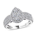 Luxuriant Lab Grown Diamond G-H SI 1.00 ctw Fancy Ring in Rhodium Over Sterling Silver (Size 10.0) - Sticky add to cart bar
