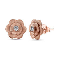 Luxuriant Lab Grown Diamond (G-H, SI) Floral Earring in 18K Vermeil RG Over Sterling Silver 0.20 ctw