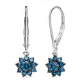 Luxuriant Lab Grown Blue Diamond SI 1.00 ctw Midnight Bloom Earrings in Rhodium Over Sterling Silver - Sticky add to cart bar
