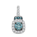 Luxuriant Lab Grown Blue Diamond (IR), Lab Grown White Diamond SI 0.50 ctw Pendant without Chain in Rhodium Over Sterling Silver - Sticky add to cart bar