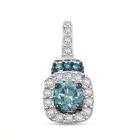 Luxuriant Lab Grown Blue Diamond (IR), Lab Grown White Diamond SI 0.50 ctw Pendant without Chain in Rhodium Over Sterling Silver