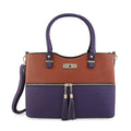 Beverly Hills Polo Club Cognac & Purple Faux Leather 2-Tone Shoulder Bag (15.5"x14"x6") - Sticky add to cart bar