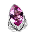 Sajen Silver Celestial Doublet Kunzite Quartz 18.50 ctw Ring in Rhodium Over Sterling Silver (Size 10.0) - Sticky add to cart bar