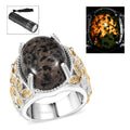 Karis Natural Yooperlite 12.50 ctw Solitaire Ring in 18K YG Plated and Platinum Bond with Free UV Flash Light - Sticky add to cart bar