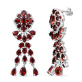 Mozambique Garnet Floral Earrings in Rhodium Over Sterling Silver 12.00 ctw - Sticky add to cart bar