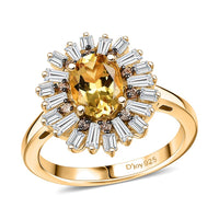 AAA Brazilian Heliodor and Multi Gemstone 2.35 ctw Ring in 18K Vermeil Yellow Gold Over Sterling Silver (Size 10.0)