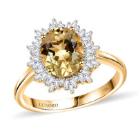 10K Yellow Gold Brazilian Heliodor, Diamond (I2)(0.25 cts)Ring (Size 7.0) 2.85 ctw
