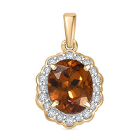 Certified & Appraised Luxoro AAA Golden Turkizite and I2 Diamond 3.37 ctw Pendant without Chain in 10K Yellow Gold