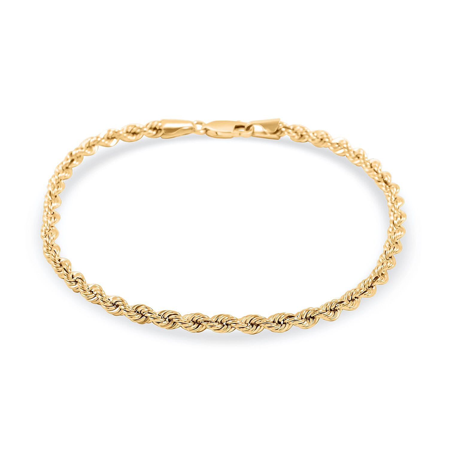 3.3mm Rope Chain Bracelet in 10K Yellow Gold (8.00 In) 2.30 Grams