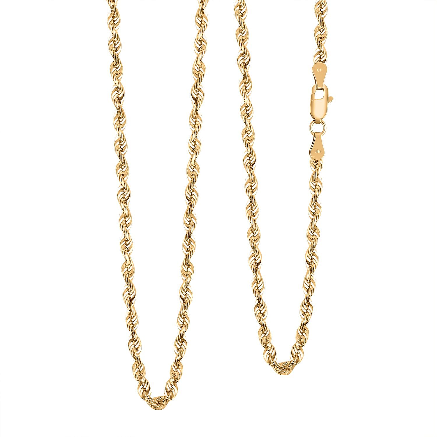 2.5mm Rope Necklace in 10K Yellow Gold 4.10 Grams 22 Inches