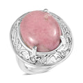 Rhodonite 20.85 ctw Solitaire Ring in Stainless Steel (Size 10.0) - Sticky add to cart bar