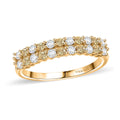 Moissanite  Main Stone With Side Stone Ring in 18K YG Vermeil Sterling Silver 0.96 ctw - Sticky add to cart bar