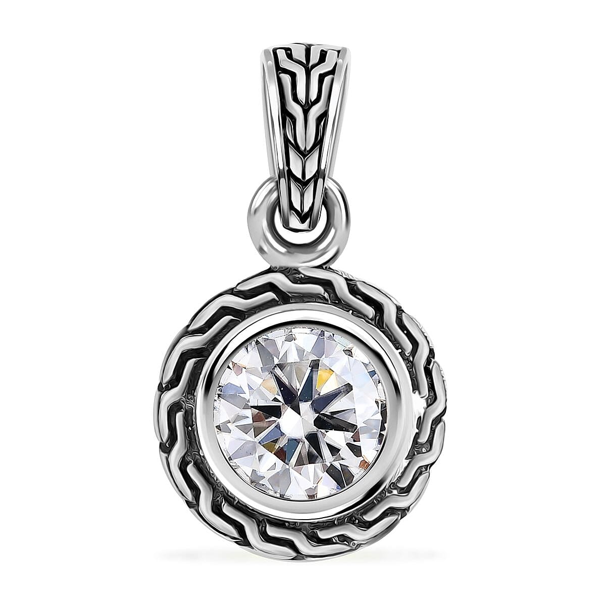 Bali Legacy 120 Facet Moissanite 1.85 ctw Pendant without Chain Sterling Silver
